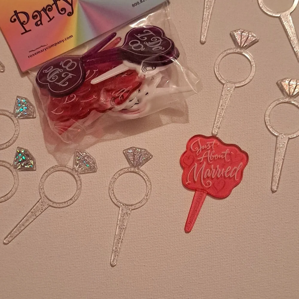 4/$15 🌻 Assorted Cupcake Toppers Marriage Engagment Bridal Bachelorette Wedding